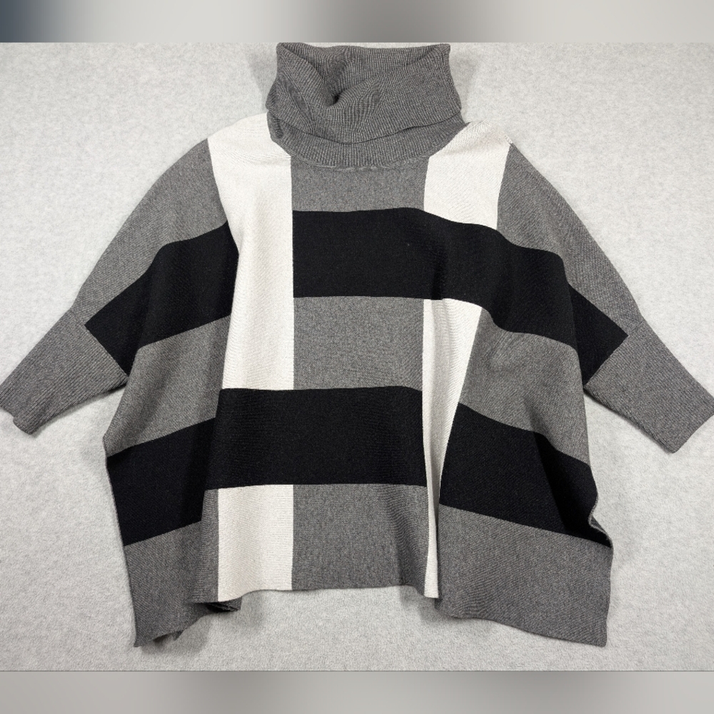P‎ Luca Women Oversize Small Medium Elegant Sweater Colorblock Turtleneck